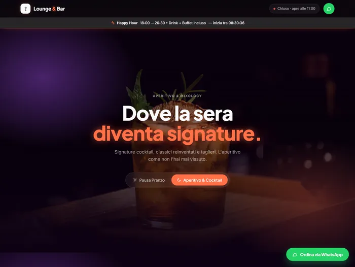 Anteprima del sito Lounge bar — Aperitivo & cocktail
